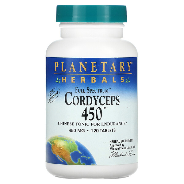 Full Spectrum Cordyceps 450, 225 мг, 120 таблеток Planetary Herbals