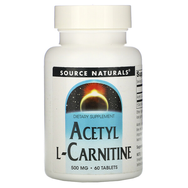 Ацетил L-карнитин, 500 мг, 60 таблеток Source Naturals