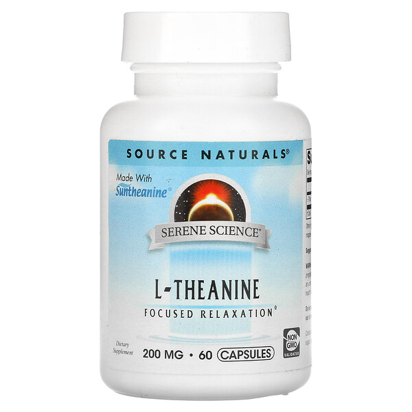 Serene Science, L-теанин, 200 мг, 60 капсул Source Naturals