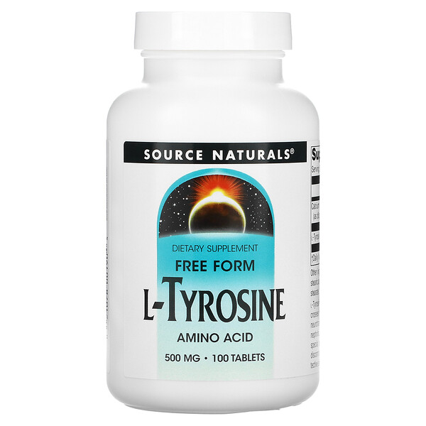 L-тирозин, 500 мг, 100 таблеток Source Naturals