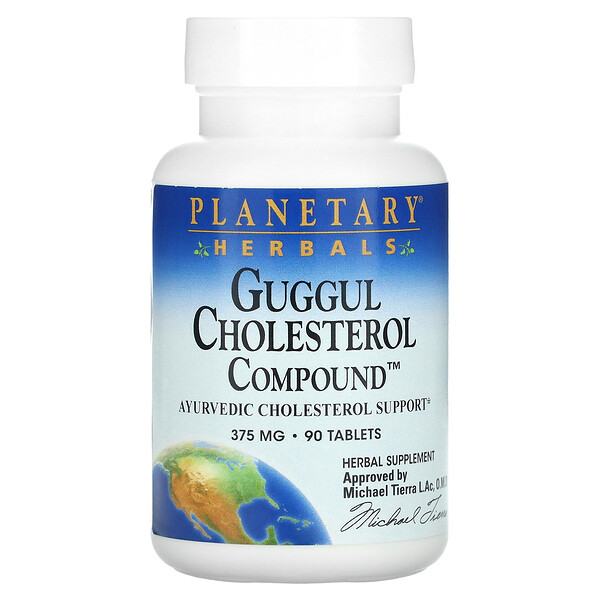 Гуггул, соединение холестерина, 375 мг, 90 таблеток Planetary Herbals
