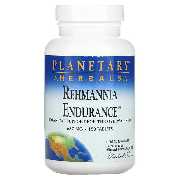 Rehmannia Endurance, 637 мг, 150 таблеток Planetary Herbals