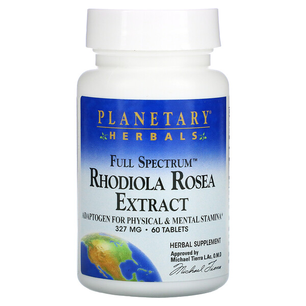 Экстракт родиолы розовой, полный спектр, 327 мг, 60 таблеток Planetary Herbals