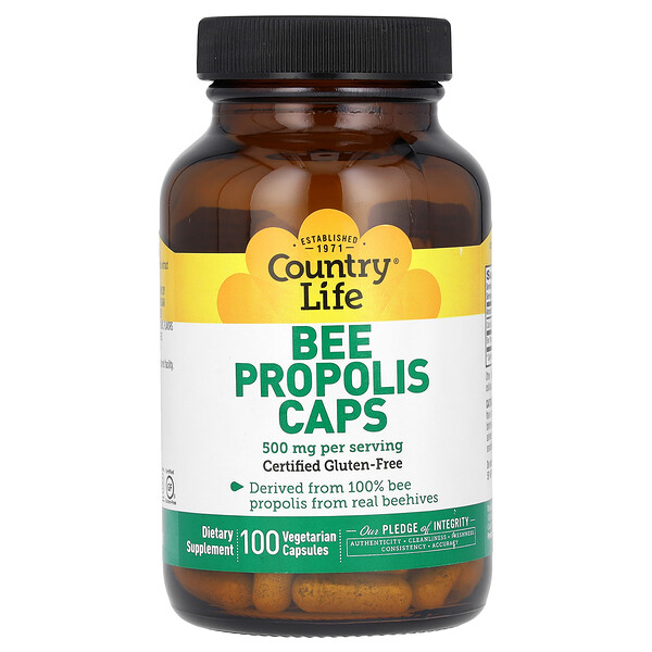 Bee Propolis Caps, 500 mg, 100 Vegetarian Capsules (Вегетарианские капсулы) (250 mg per Capsule) Country Life