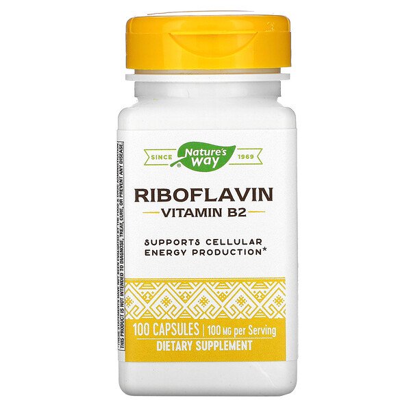 Рибофлавин, витамин B2, 100 мг, 100 капсул Nature's Way