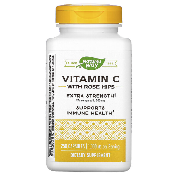 Витамин С с шиповником, экстрасильный, 1000 мг, 250 капсул Nature's Way
