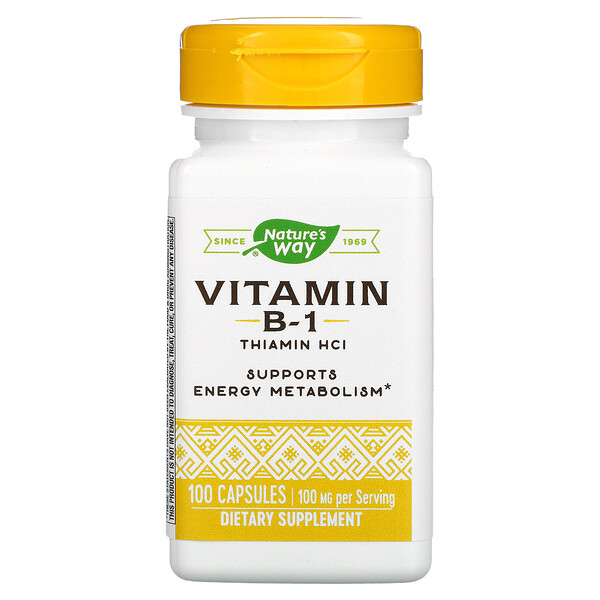 Витамин B-1, 100 мг, 100 капсул - Nature's Way Nature's Way