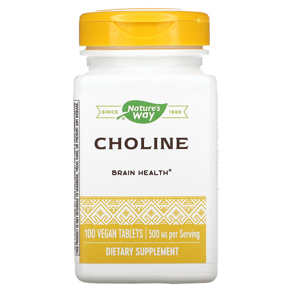 Холин, 500 мг, 100 веганских таблеток Nature's Way