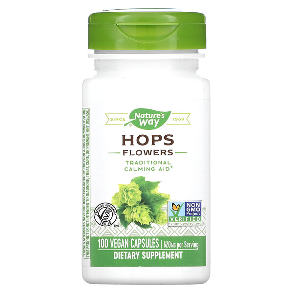 Hops Flowers, 620 mg, 100 Vegan Capsules (Веганские капсулы) (310 mg per Capsule) Nature's Way