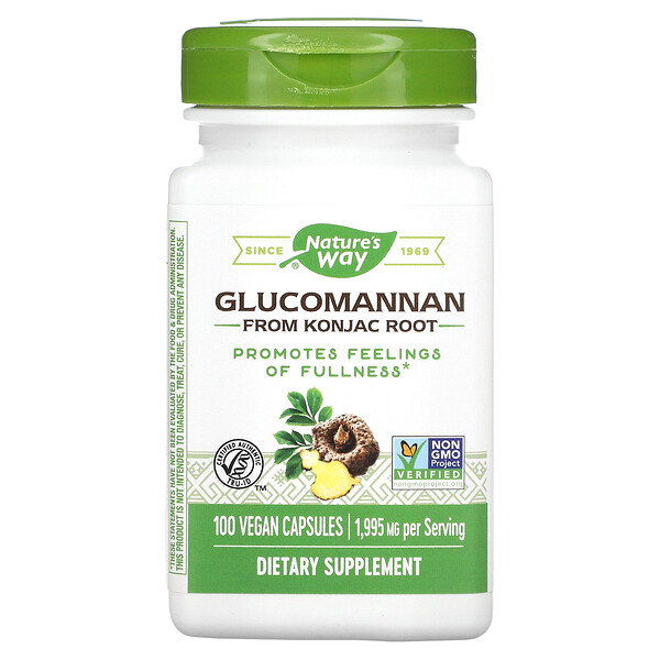 Глюкоманнан из корня конжака, 1995 мг, 100 веганских капсул (665 мг на капсулу) Nature's Way