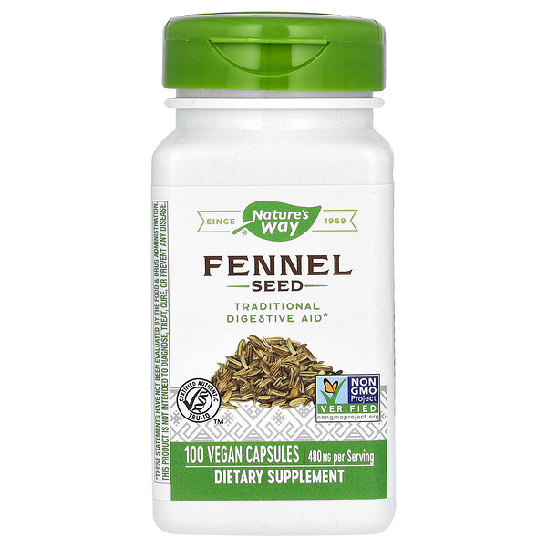 Семена фенхеля, 480 мг, 100 веганских капсул Nature's Way
