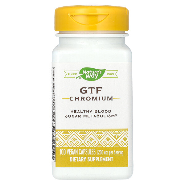 GTF Chromium, 200 мкг, 100 веганских капсул Nature's Way