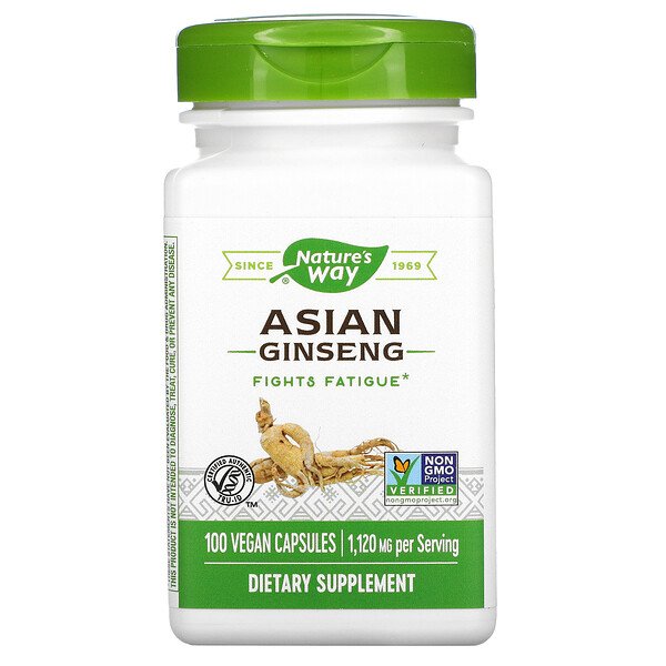 Азиатский женьшень, 560 мг, 100 веганских капсул Nature's Way