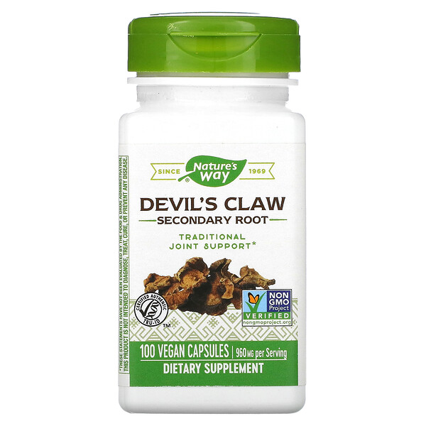 Devil's Claw, вторичный корень, 480 мг, 100 веганских капсул Nature's Way