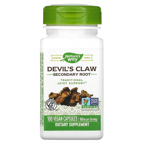 Devil's Claw, Secondary Root, 480 mg, 100 Vegan Capsules (Веганские капсулы) Nature's Way