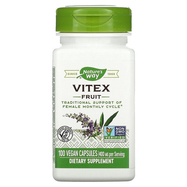 Vitex Fruit, 400 мг, 100 веганских капсул Nature's Way