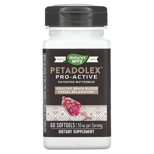 PETADOLEX, Pro-Active, 50 мг, 60 мягких капсул - Nature's Way - Бузина Nature's Way
