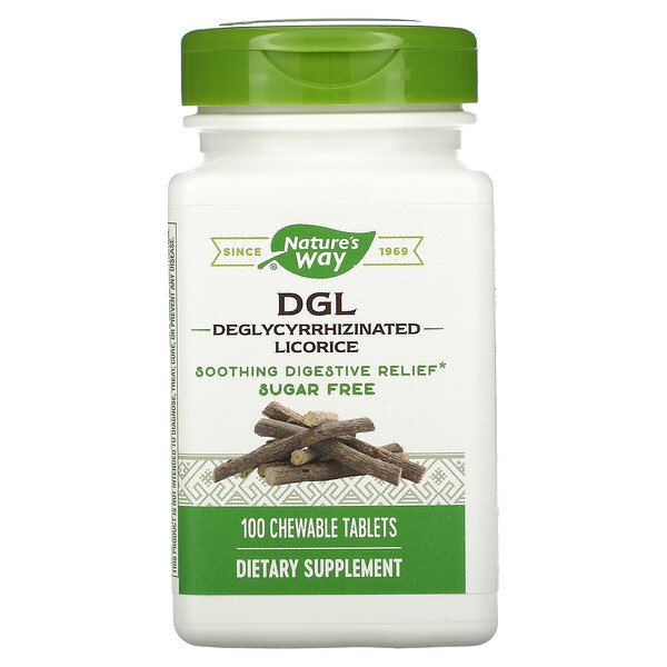 DGL, Деглицирризированная солодка, 100 жевательных таблеток Nature's Way