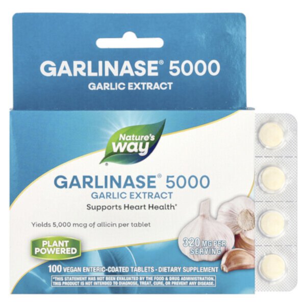 Гарлиназа 5000, 320 мг, 100 таблеток, покрытых кишечнорастворимой оболочкой Nature's Way