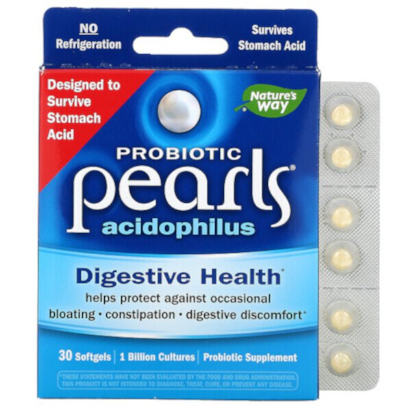 Probiotic Pearls Acidophilus, 1 миллиард, 30 мягких таблеток Nature's Way