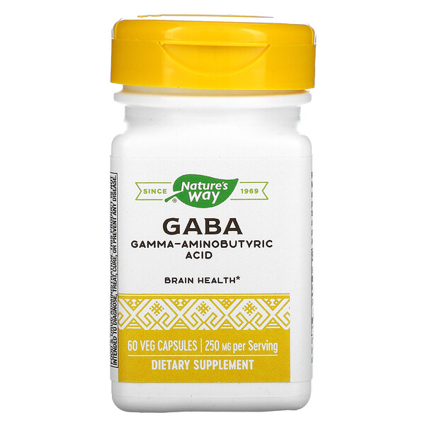 ГАМК, 250 мг, 60 растительных капсул Nature's Way