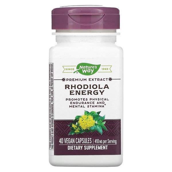 Rhodiola Energy, 205 мг, 40 веганских капсул Nature's Way