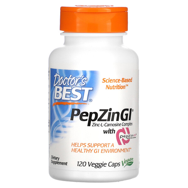 PepZin GI, Комплекс цинк-L-карнозин, 120 растительных капсул Doctor's Best