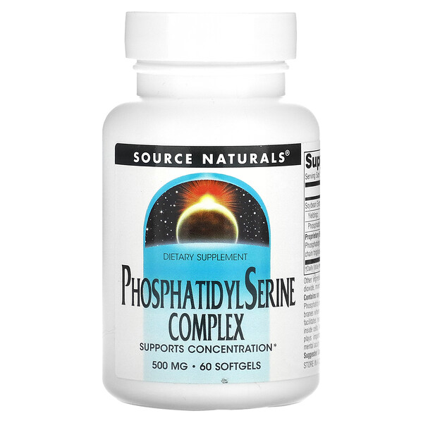 Фосфатидилсериновый комплекс, 500 мг, 60 мягких желатиновых капсул Source Naturals