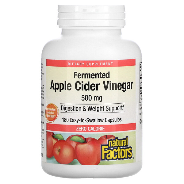 Яблочный уксус, 500 мг, 180 капсул Natural Factors