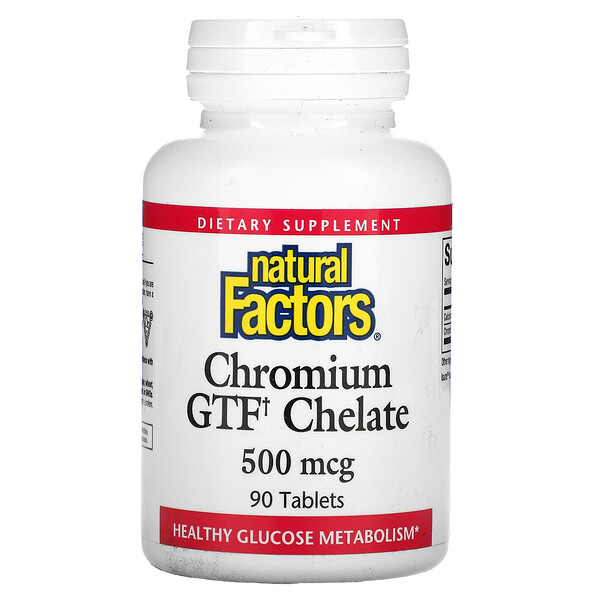 Chromium GTF Chelate, 500 мкг, 90 таблеток Natural Factors