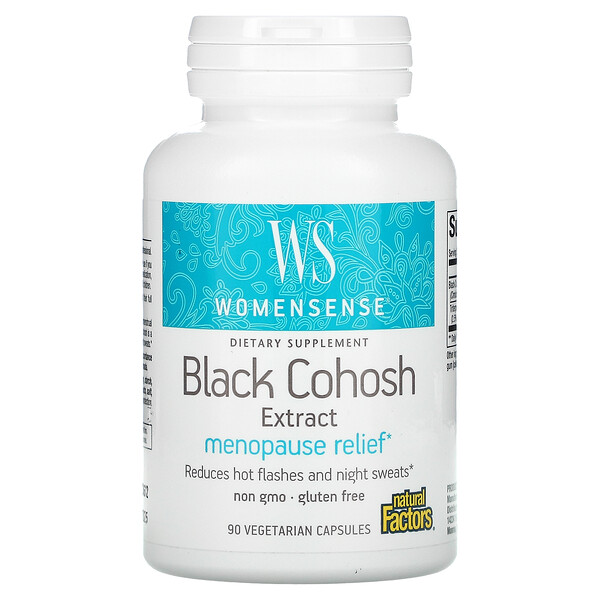 WomenSense, Экстракт клопогона, облегчение менопаузы, 90 вегетарианских капсул Natural Factors