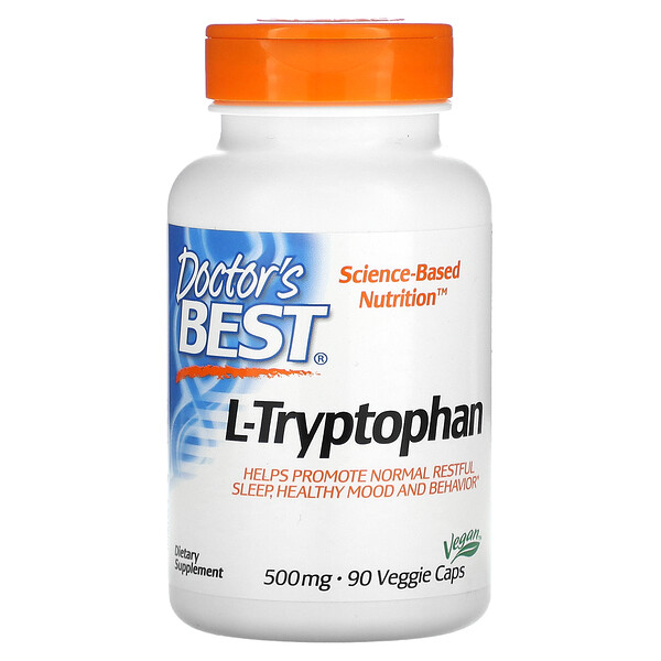 L-Tryptophan with TryptoPure, 500 mg, 90 Veggie Caps Doctor's Best