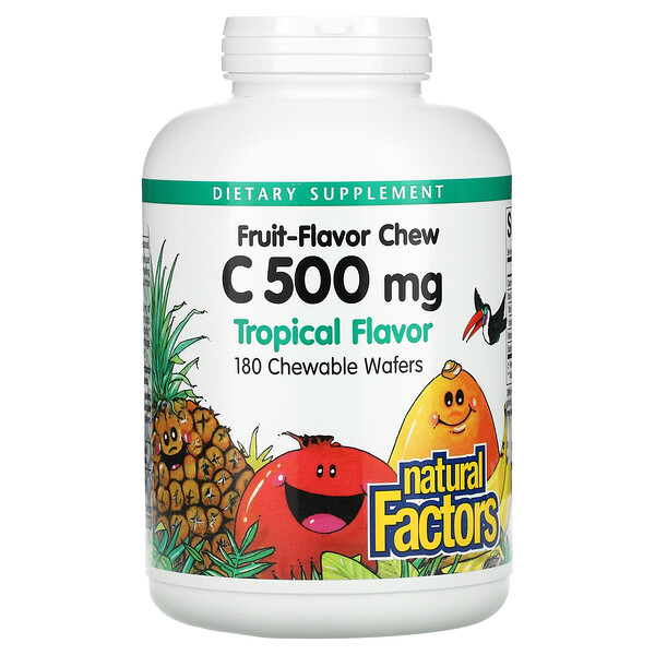 Витамин C с тропическим вкусом - 500 мг - 180 жевательных таблеток - Natural Factors Natural Factors