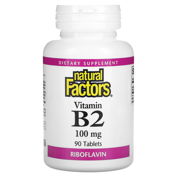 Витамин B2, рибофлавин, 100 мг, 90 таблеток Natural Factors