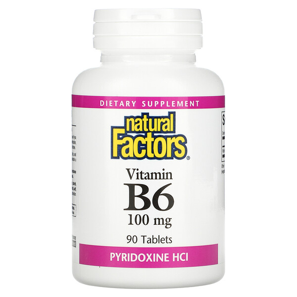 Витамин B6 (Пиридоксин HCl) - 100 мг - 90 таблеток - Natural Factors Natural Factors
