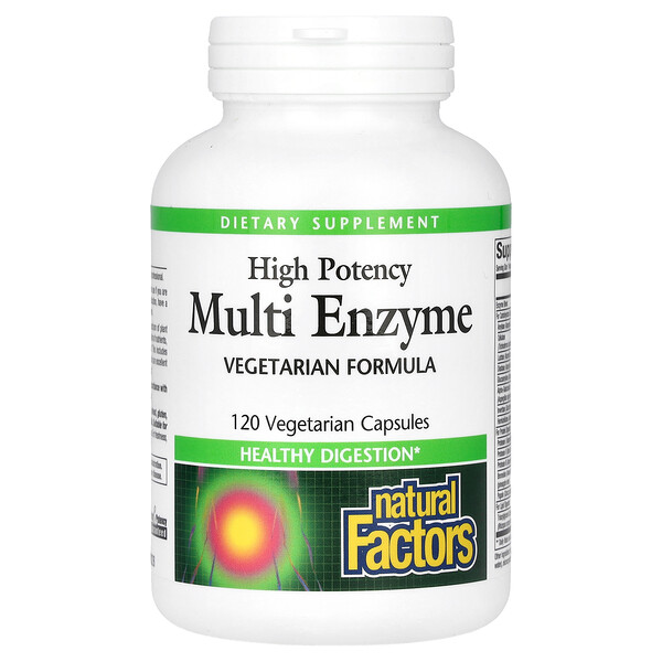 High Potency, Multi Enzyme, 120 вегетарианских капсул Natural Factors