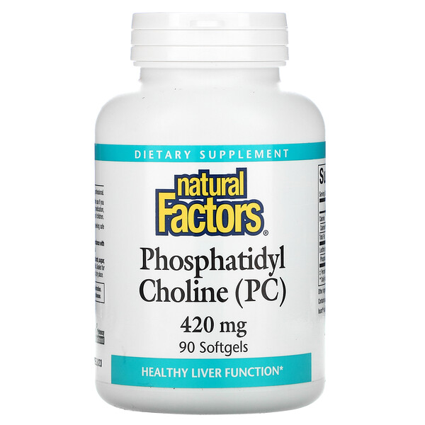 Фосфатидилхолин (PC), 420 мг, 90 мягких таблеток Natural Factors