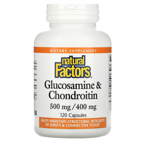 Глюкозамин и хондроитин, 500 мг/400 мг, 120 капсул Natural Factors