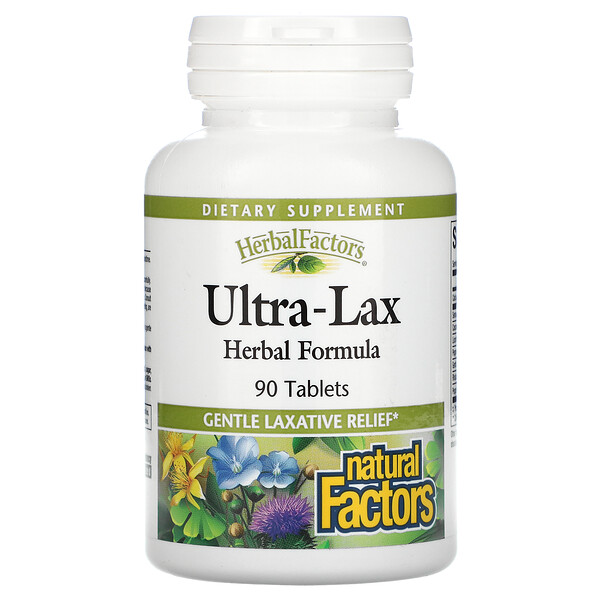 Ultra-Lax, Травяная Формула - 90 таблеток - Natural Factors Natural Factors