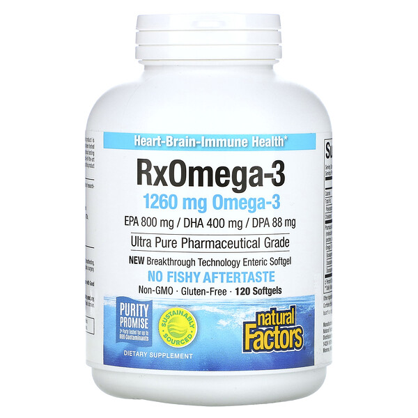 Rx Омега-3, 630 мг, 120 мягких таблеток Natural Factors