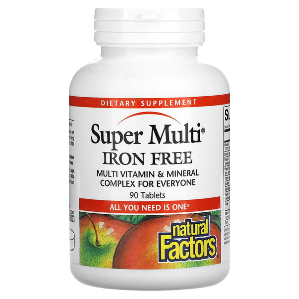 Super Multi, Без железа, 90 таблеток Natural Factors