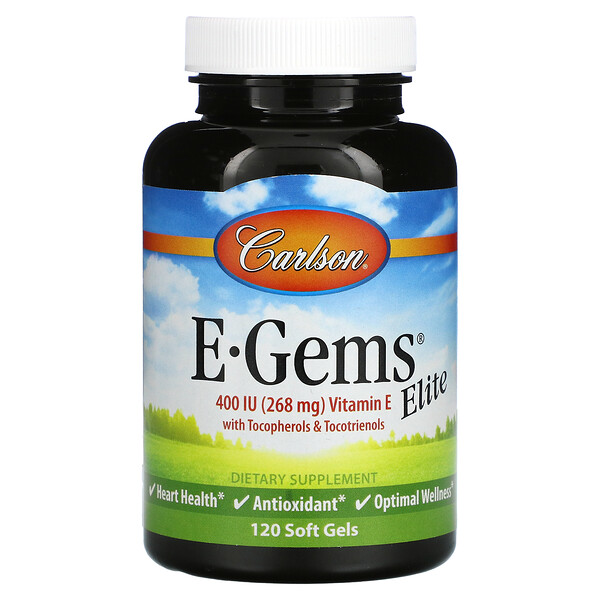 E-Gems Elite, Витамин Е, 268 мг (400 МЕ), 120 мягких желатиновых капсул Carlson
