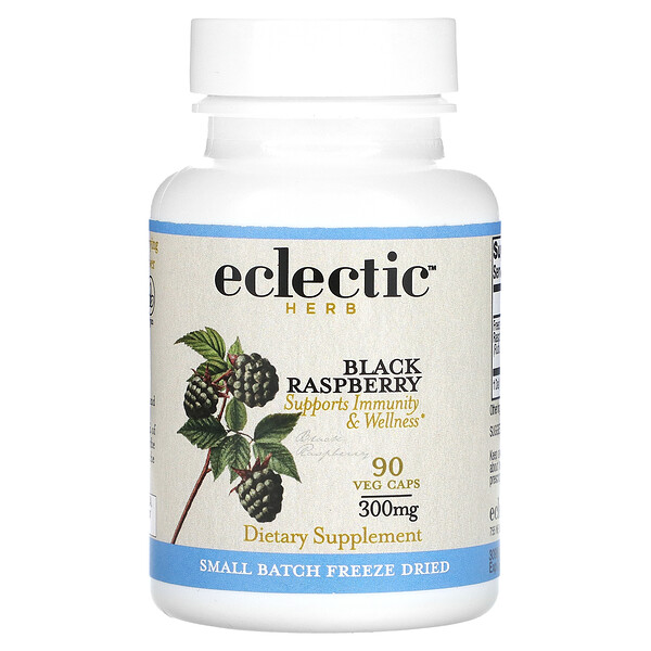 Черная малина, 300 мг, 90 растительных капсул Eclectic Herb