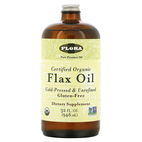 Certified Organic Flax Oil, 17 fl oz (Жидкие унции) (500 ml) Flora