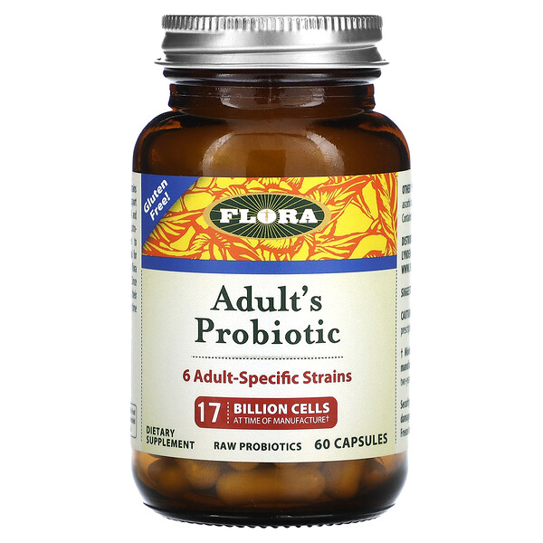 Пробиотик для взрослых, 17 миллиардов клеток, 60 капсул Flora