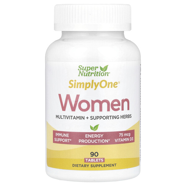 SimplyOne, Мультивитамины для женщин + поддерживающие травы, 90 таблеток Super Nutrition
