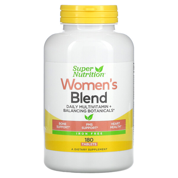 Women's Blend, Daily Multivitamin Plus Balanceing Botanicals, без железа, 180 таблеток Super Nutrition