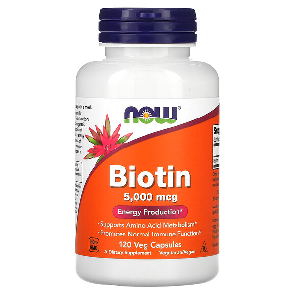 Биотин - 5000 мкг - 120 растительных капсул - NOW Foods NOW Foods