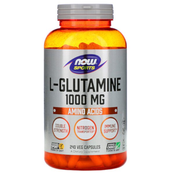 Sports, L-глютамин, 1000 мг, 240 растительных капсул NOW Foods