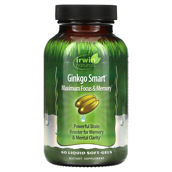 Ginkgo Smart, Максимальная Концентрация и Память - 60 жидких капсул - Irwin Naturals Irwin Naturals